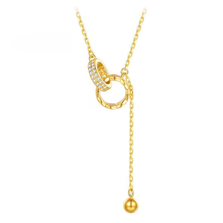 Interlocking Double Ring Pavé Necklace (Light Luxury Niche Design Necklace)