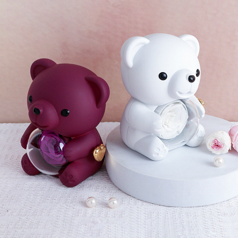 Preserved Rose Bear Jewelry Music Gift Box Set, Multiple‑Color Options