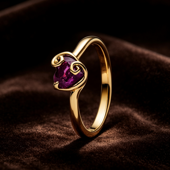 Auspicious‑Cloud Heart‑Shaped Zircon Ring, Two‑Tone Options