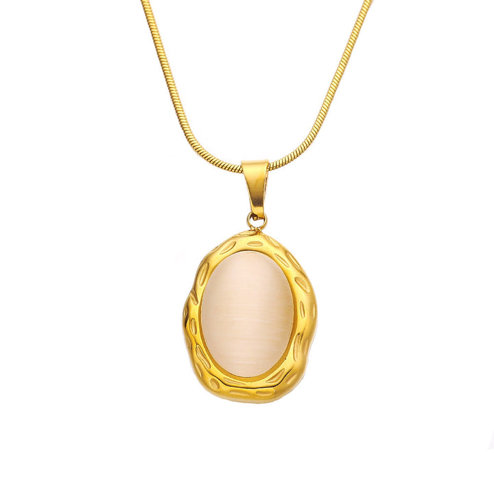 Textured Cat's Eye Pendant Necklace (Light Luxury Niche Vintage Necklace)