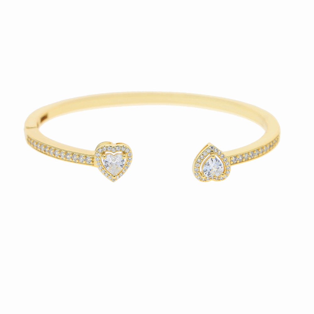 Luxury Diamond Bracelet Trio (Heart Cuff, Round Tennis, Heart Tennis)
