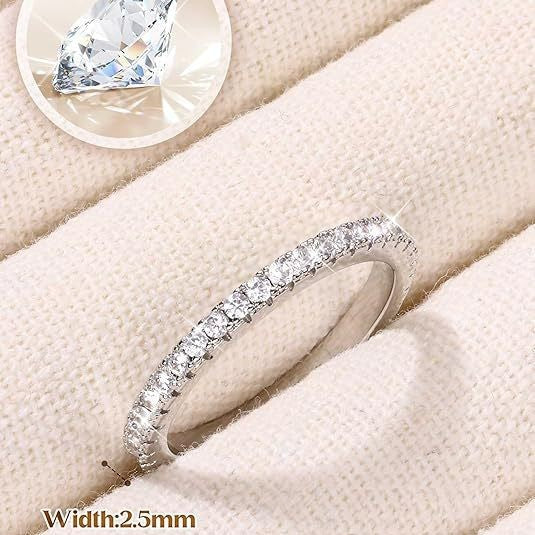 Luxury Pavé Eternity Band Ring (Stackable Silver Tone Statement Ring)