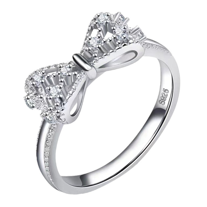Filigree Diamond Bow Ring (2 Colors S925 Silver Luxury Women's Band)