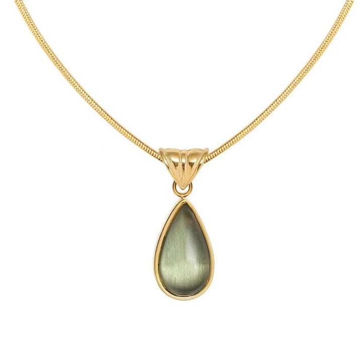 Teardrop Iridescent Gem Snake Chain Necklace (Cool & Gentle High-End Choker)
