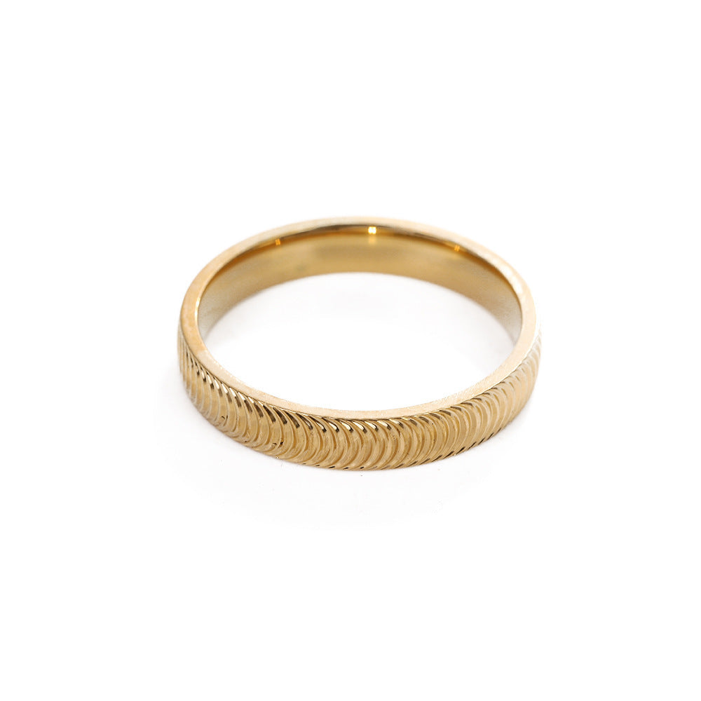 Minimalist Vertical‑Texture Plain Band Ring, S925 Silver Two‑Tone Retro Closed‑Band Ring