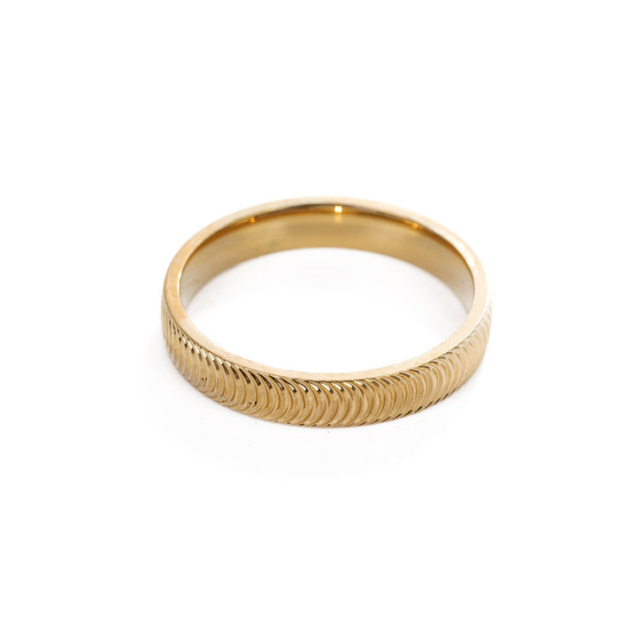 Minimalist Vertical‑Texture Plain Band Ring, S925 Silver Two‑Tone Retro Closed‑Band Ring