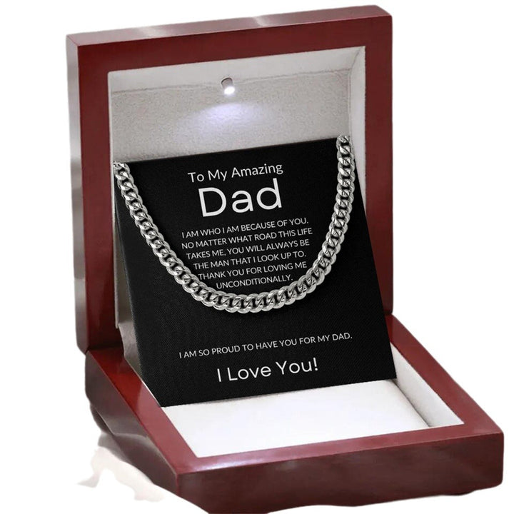 Father's Day Themed Cuban Link Necklace (Sentimental Gift for Dad)