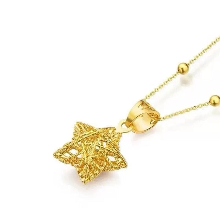 Gold Wire-Woven 3D Star Pendant Necklace (Delicate Luxury Choker)