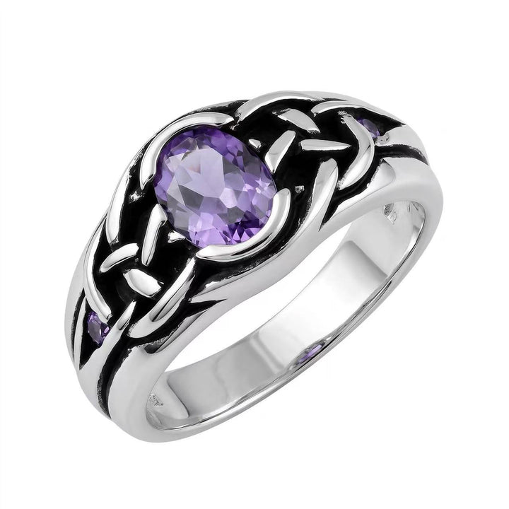 Celtic Knot Purple Diamond S925 Silver Ring