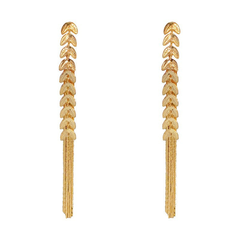 Wheat Tassel Long Drop Earrings (2 Colors Delicate Luxury Dangles)