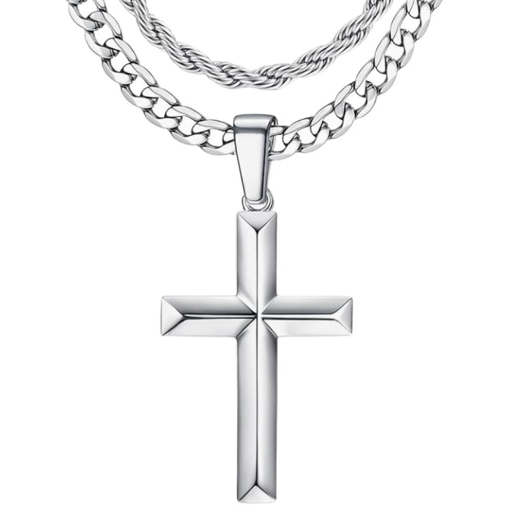 Layered Cross Pendant Necklace (Streetwear Unisex Chain)