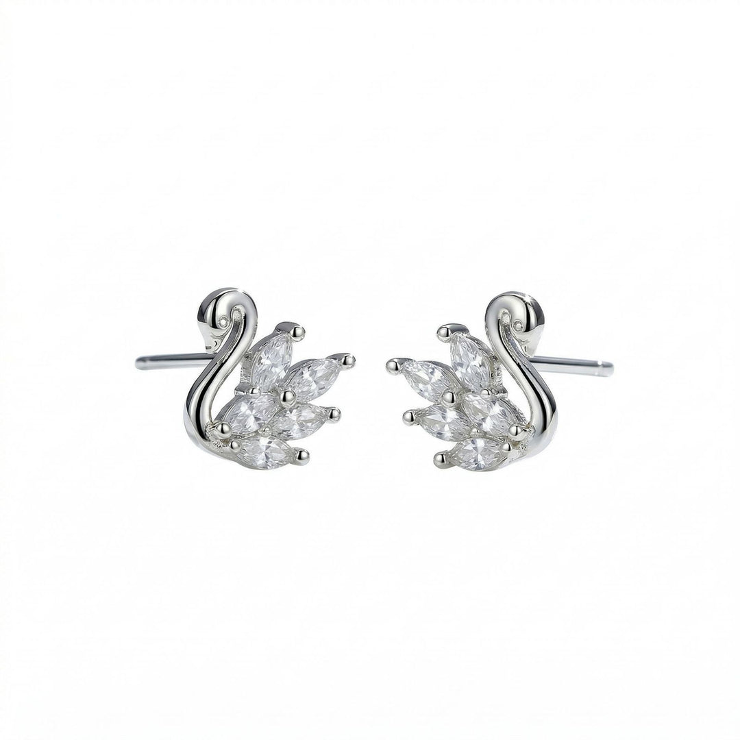 Swan Diamond Stud Earrings