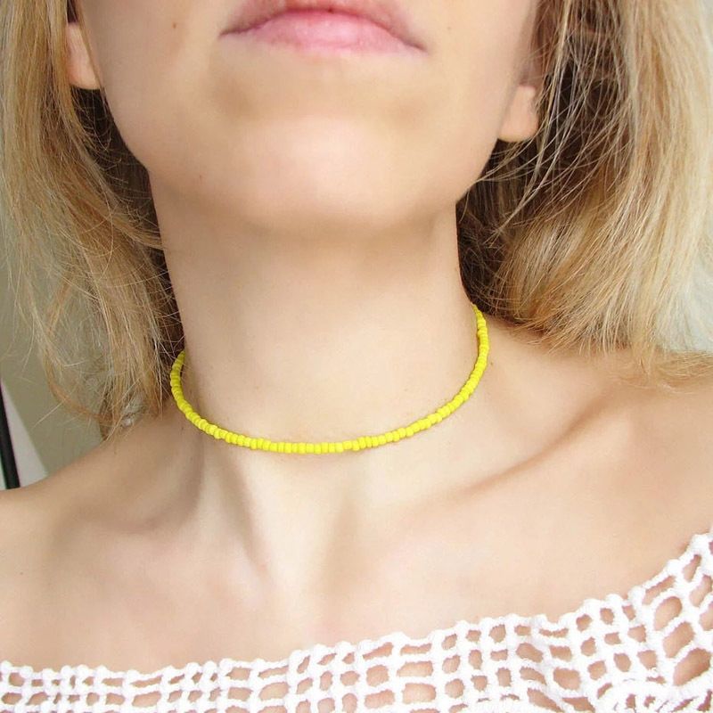Macaron Frosted Mini Bead Choker, Multi-Color Simple Adjustable Thin Beaded Clavicle Necklace