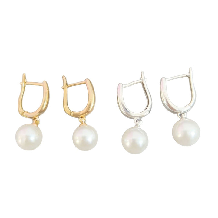 U-Shaped Horseshoe Pearl Hoop Earrings (Minimalist Daily Wear Jewelry)