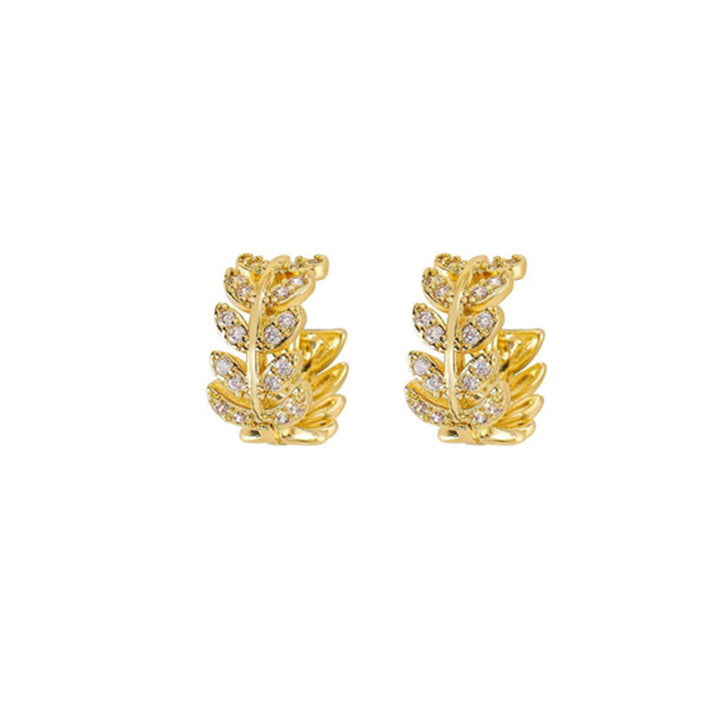 Pavé Olive Leaf Huggie Earring Set (Light Luxury Niche Fresh Earrings)