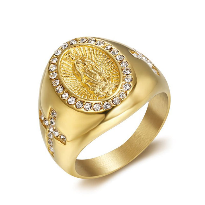 Our Lady of Guadalupe Signet Ring (Vintage Gold & Silver Statement Band)