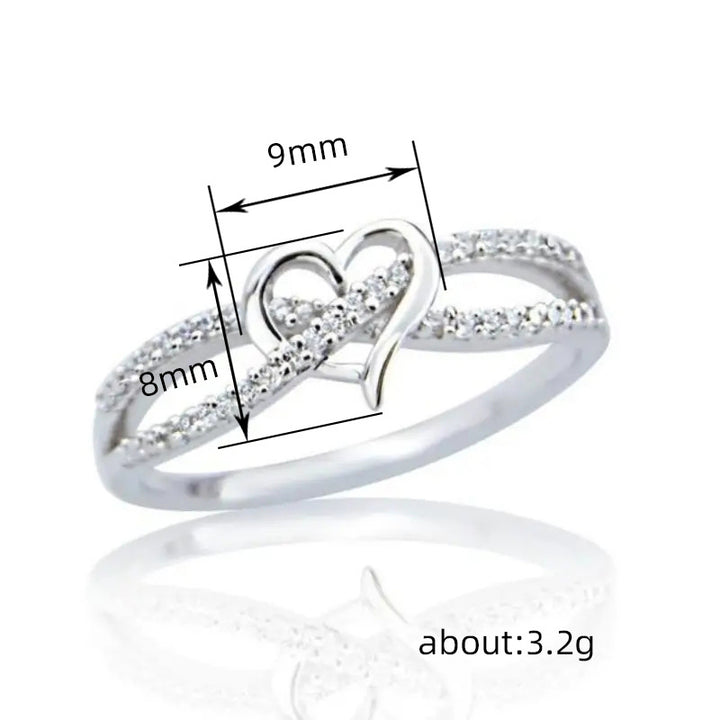 Intertwined Double Heart Pave Ring (Light Luxury Niche Romantic Band)