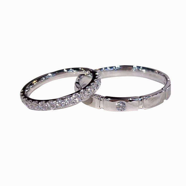 Minimalist Segmented Diamond Couple Rings (Luxury Daily Bond Style)