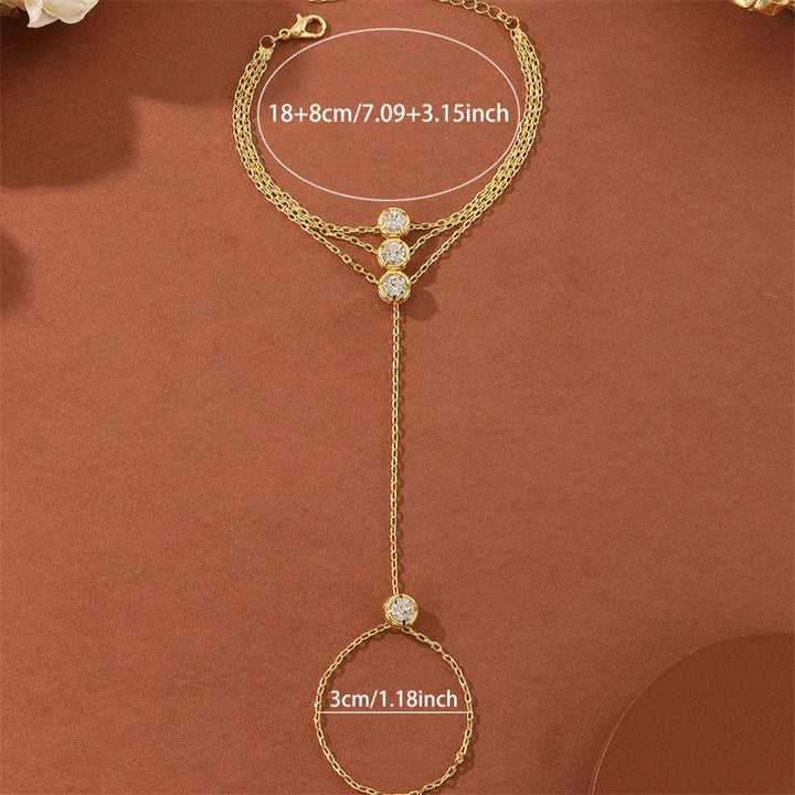 Luxury Gemstone/diamond Hand Chain Bracelet (Gold Tone Multi-Style Finger Bracelet)