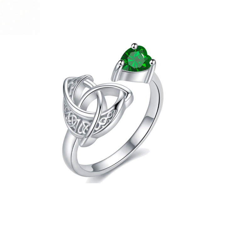 Celtic Knot Heart Birthstone Open Ring, 12‑Month Options
