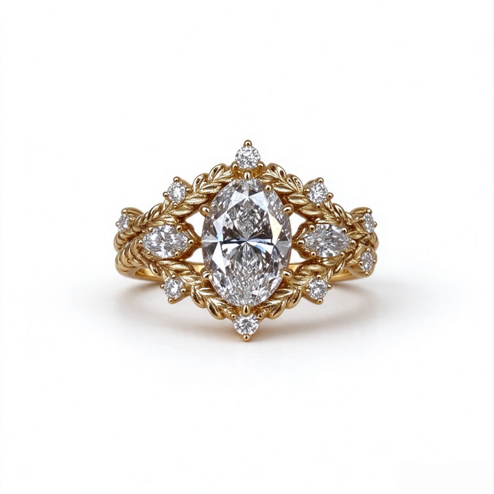 Vintage Vine Oval Center Stone Ring
