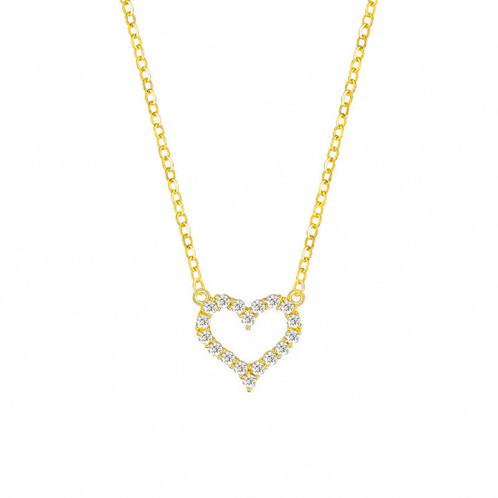 Open Heart Pavé Pendant Necklace Set (Light Luxury Niche Minimalist Choker)
