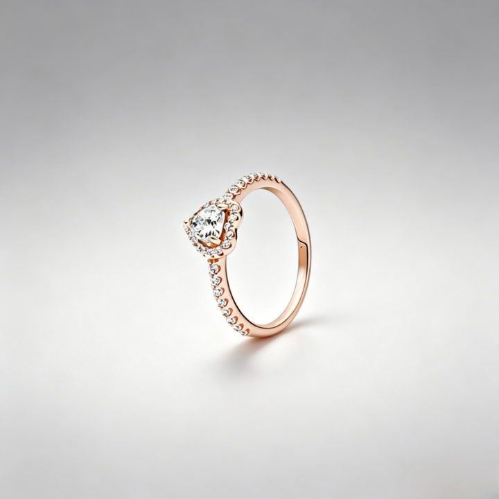 Heart-Cut Halo Half Pavé Ring (Multi-Color & Tone Options Luxury Women's Band)