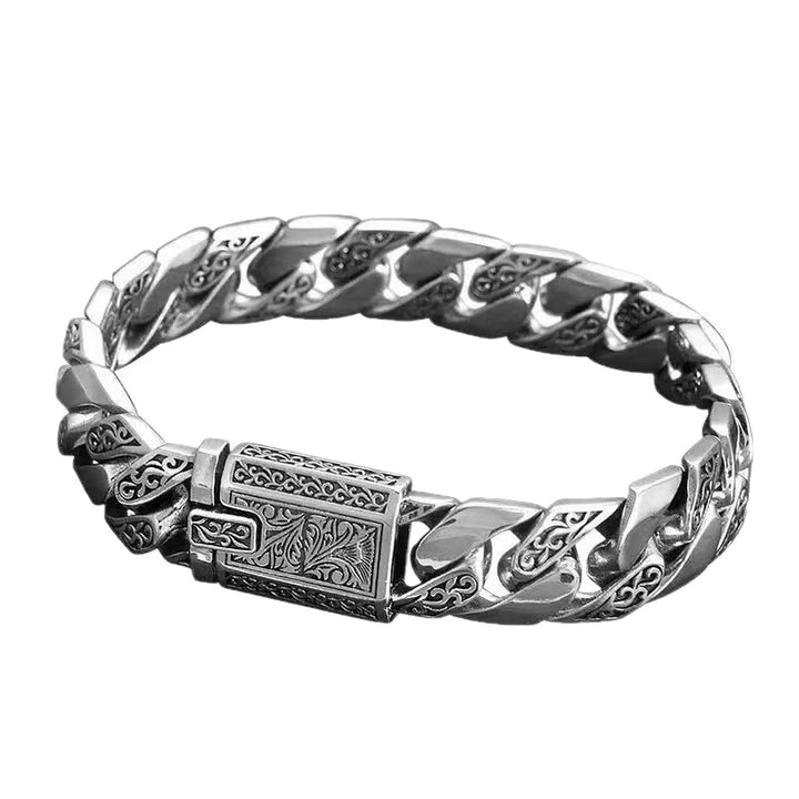 Vintage Engraved Cuban Link Bracelet (Niche Personalized Men's Bracelet)