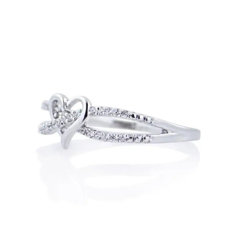 Intertwined Double Heart Pave Ring (Light Luxury Niche Romantic Band)
