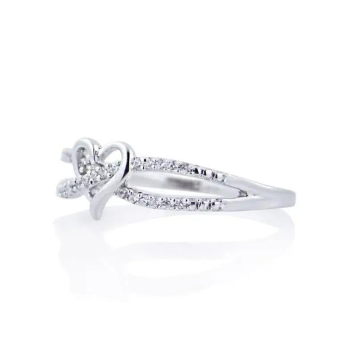Intertwined Double Heart Pave Ring (Light Luxury Niche Romantic Band)
