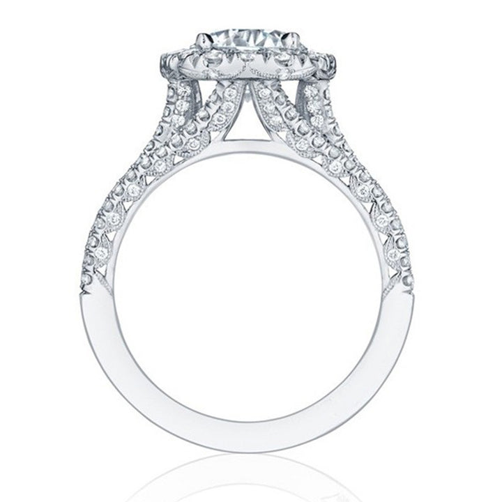 Double Halo Round Diamond Triple Row Band Ring Set, Luxury Center Stone Full Paved Engagement Ring, Gold Silver Rose Gold Three Tones Available