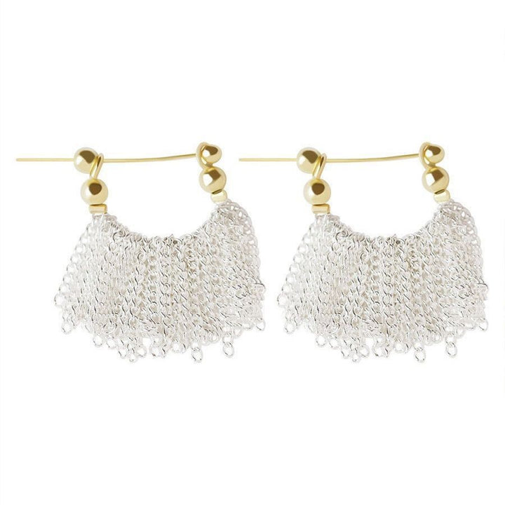 Gold-Silver Contrast Tassel Drop Earrings (Light Luxury Dynamic Atmosphere Earrings)