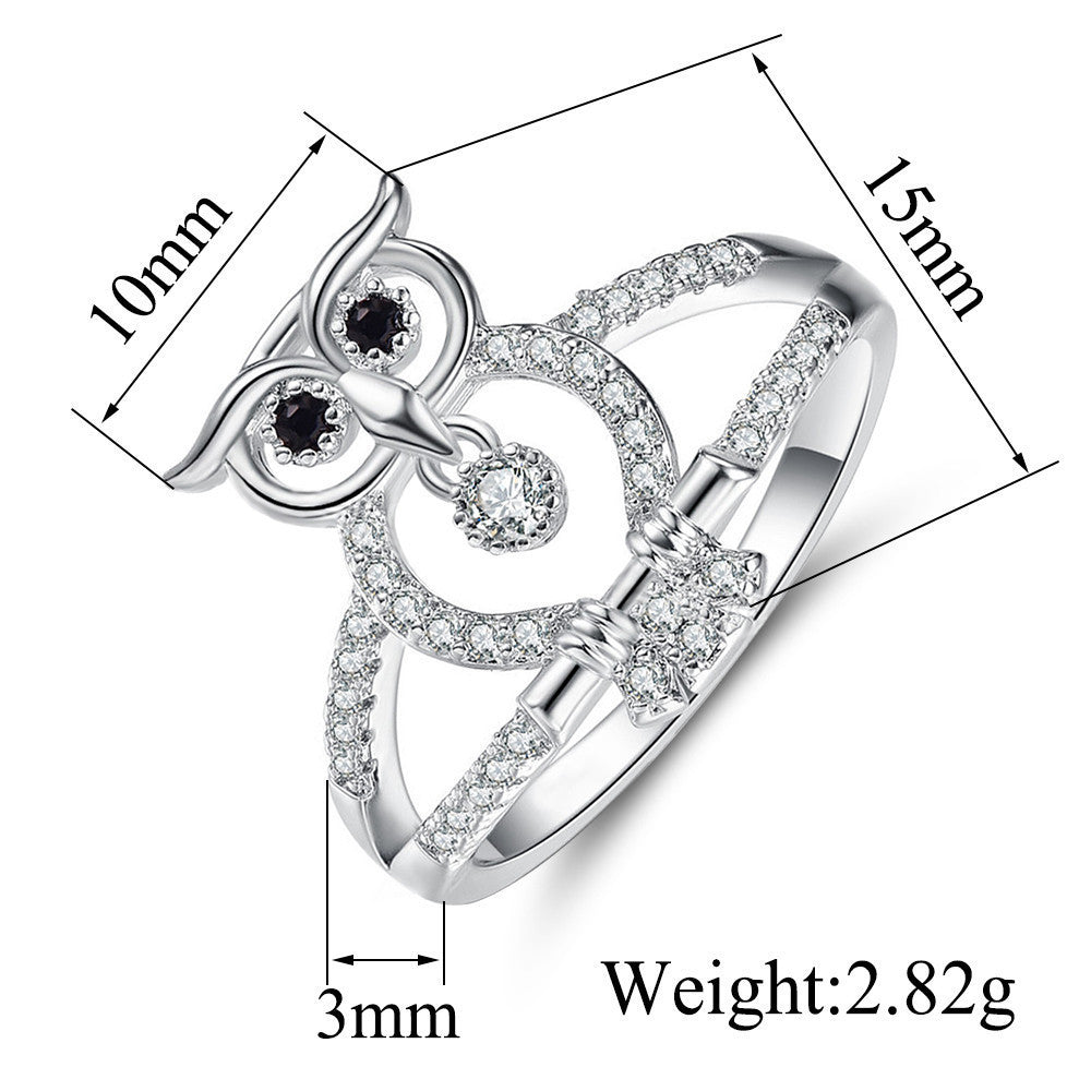 Playful Owl Pavé Ring (Luxury Vintage Whimsical Band)