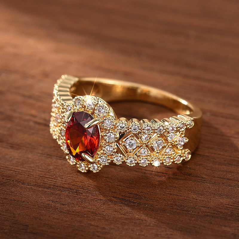 Oval Ruby Pavé Vintage Ring (Luxury Royal Glam Band)
