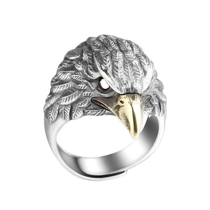 Vintage Oxidized Eagle Head Open Ring (Statement Unisex Band)