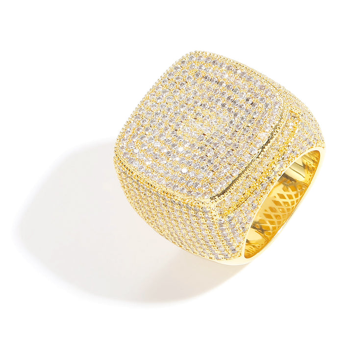 Full Pavé Square Sugar Wide Ring (Hip-Hop Style Light Luxury Personalized Band)