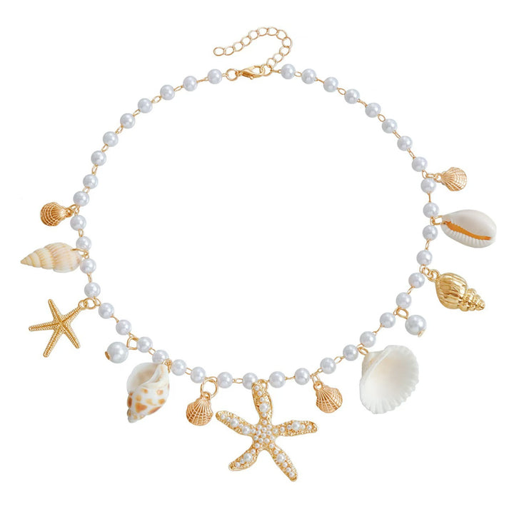 Ocean Shell Starfish Pearl 3-Piece Jewelry Set, Necklace Bracelet Waist Chain Vacation Niche Accessories