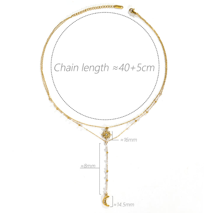 Three-Layer Sun Moon Star Y-Necklace