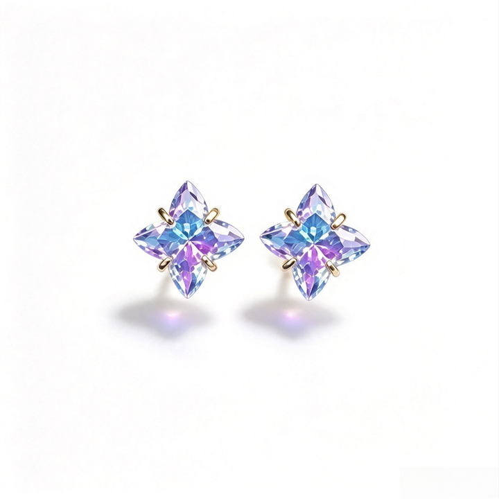 Gradient Color Clover Stud Earrings