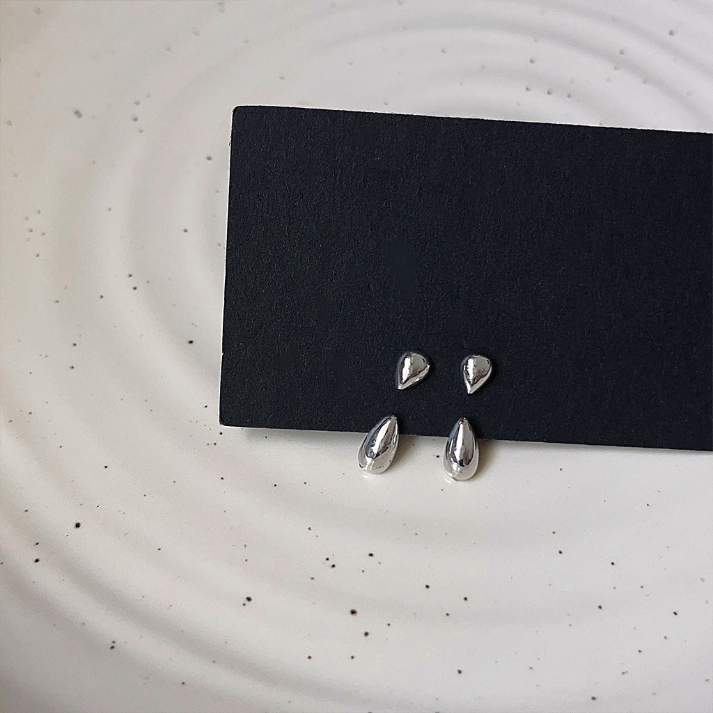 S925 Silver Double Teardrop Combo Stud Earrings, Minimal Smooth Solid Teardrop 2-Wear Earrings, Gold & Silver Two Tones