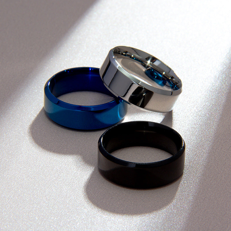 Multi-Color S925 Sivler Flat Band Ring (Unisex Minimalist Statement Band)