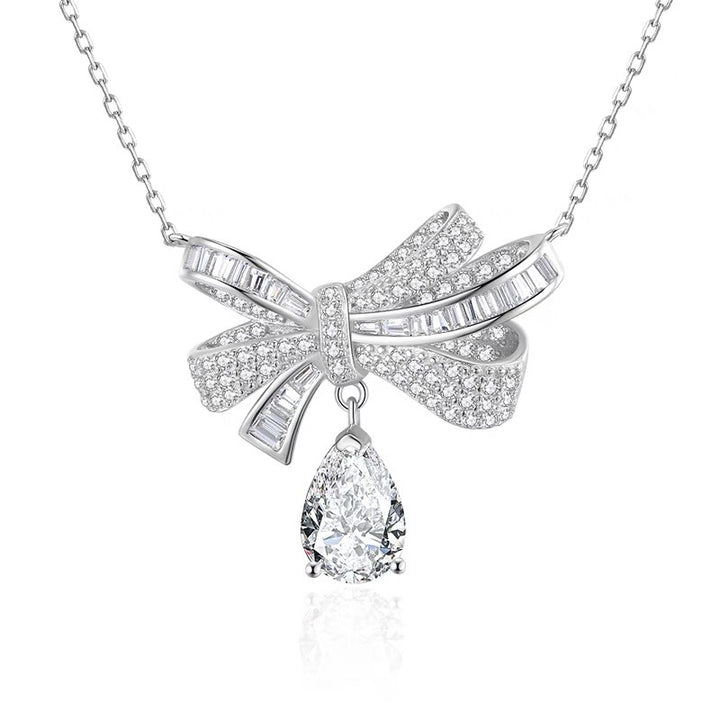Pavé Bow & Pear Cut Diamond Choker (Light Luxury Niche Elegant Necklace)