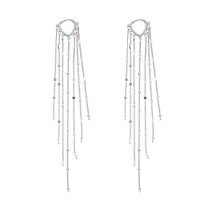 Sequin Tassel Long Threader Earrings (2 Colors Delicate Luxury Drop Earrings)