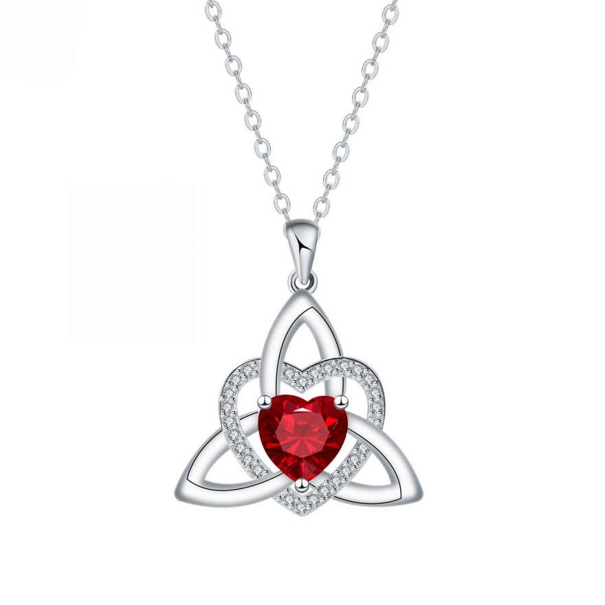 Celtic Knot Heart Birthstone S925 Silver Necklace