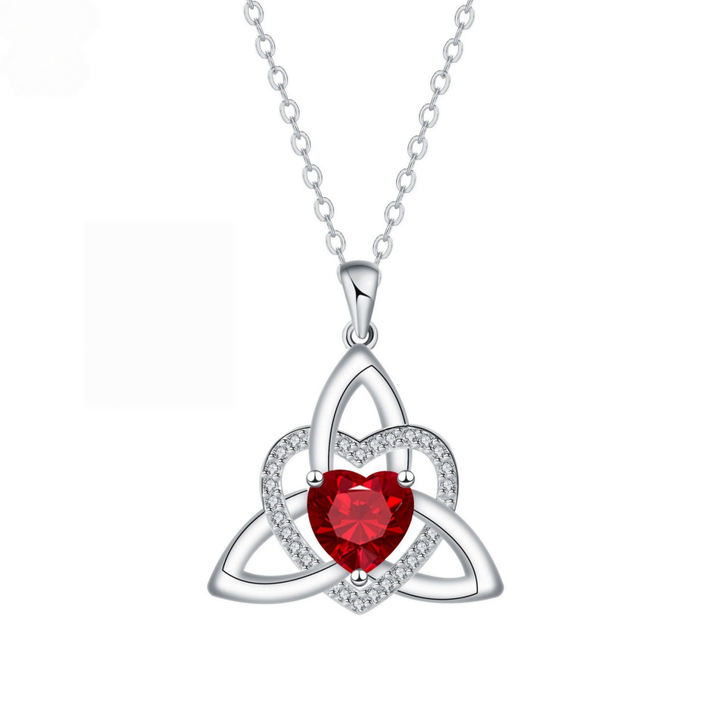 Celtic Knot Heart Birthstone S925 Silver Necklace
