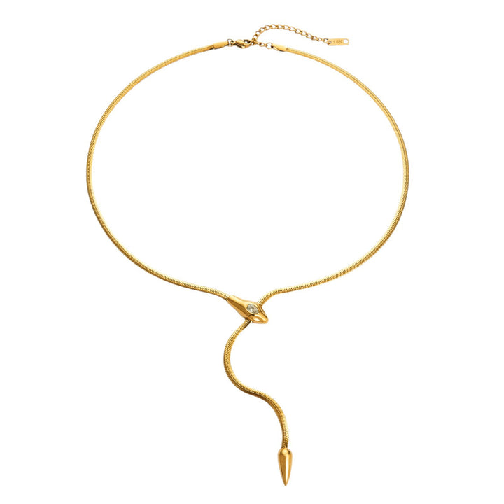Snake-Shaped Y-Drop Herringbone Necklace (2 Colors Luxury Women's Chain)