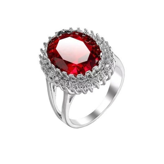 Vintage Gemstone Halo Ring (Light Luxury Niche Royal Style Band)
