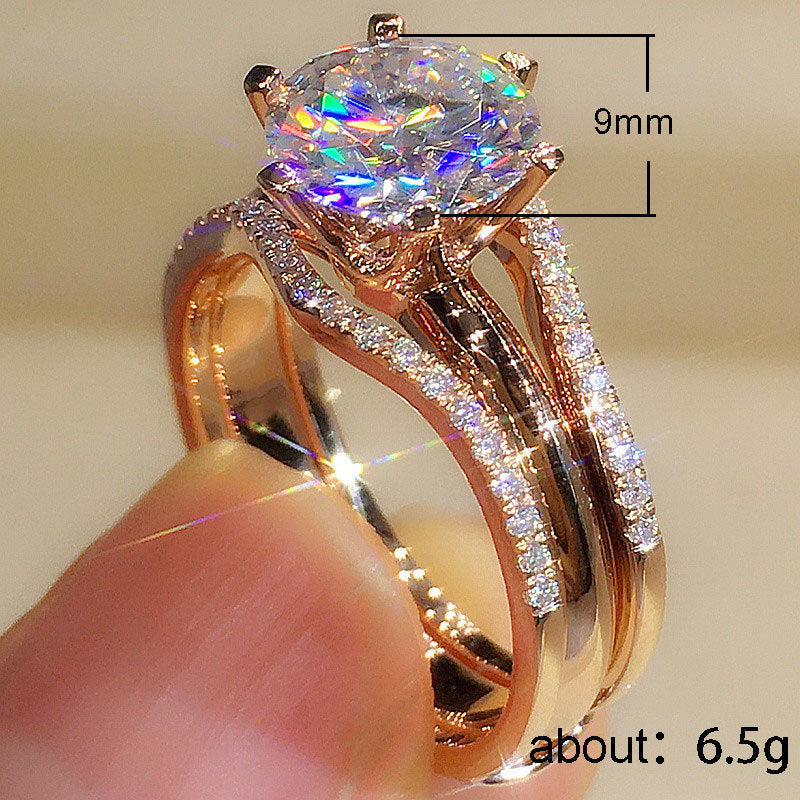 4‑Prong Round‑Diamond Stackable Engagement Ring, Three‑Tone Options