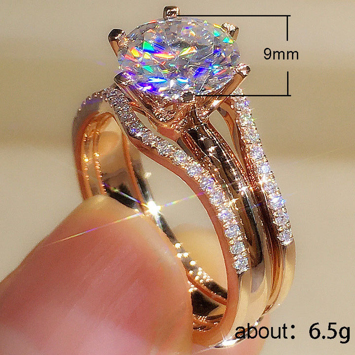 4‑Prong Round‑Diamond Stackable Engagement Ring, Three‑Tone Options