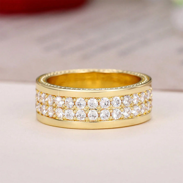Double Row Pavé Wide Band Ring (Luxury Classic Timeless Band)